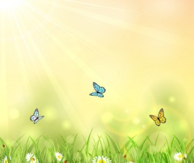 Nature background with butterflies vector