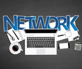 Network with e-commerce template vector 01