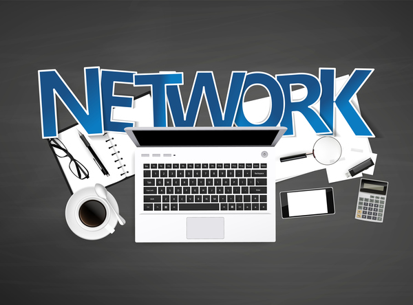 Network with e-commerce template vector 01