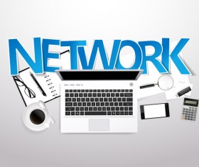 Network with e-commerce template vector 02