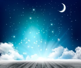 Night background with moon and clouds vector