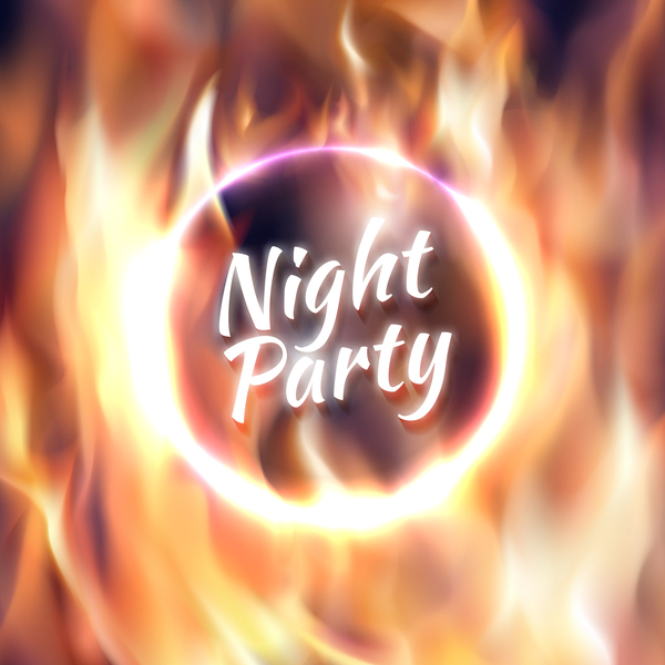 Night party with fire background vectors