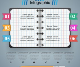 Notepad and education infographic vectors template 01