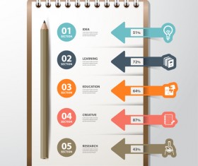 Notepad and education infographic vectors template 02