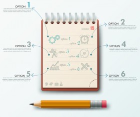 Notepad and education infographic vectors template 03