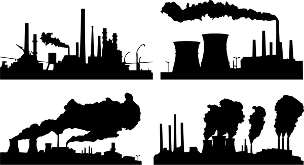 Oil and gas industry silhouette vectors set 02