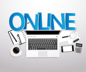 Online workplace with e-commerce template vector 02