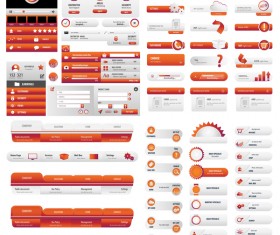Orange User buttons business vector set
