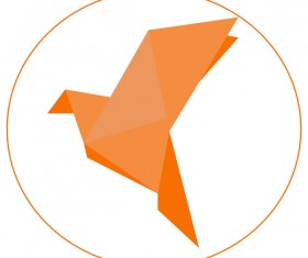 Orange origami bird vector material 01