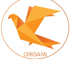 Orange origami bird vector material 02
