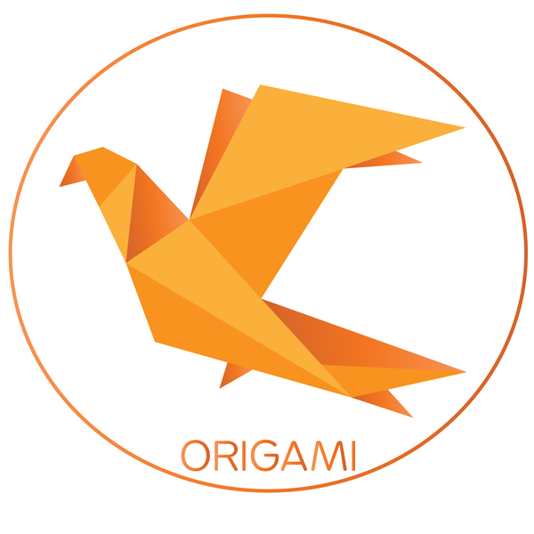 Orange origami bird vector material 02