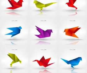 Orgami birds vector set 01