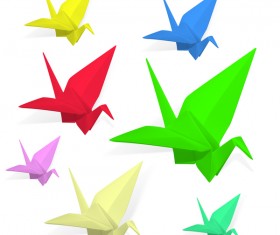 Orgami birds vector set 02