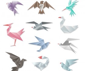 Orgami birds vector set 03