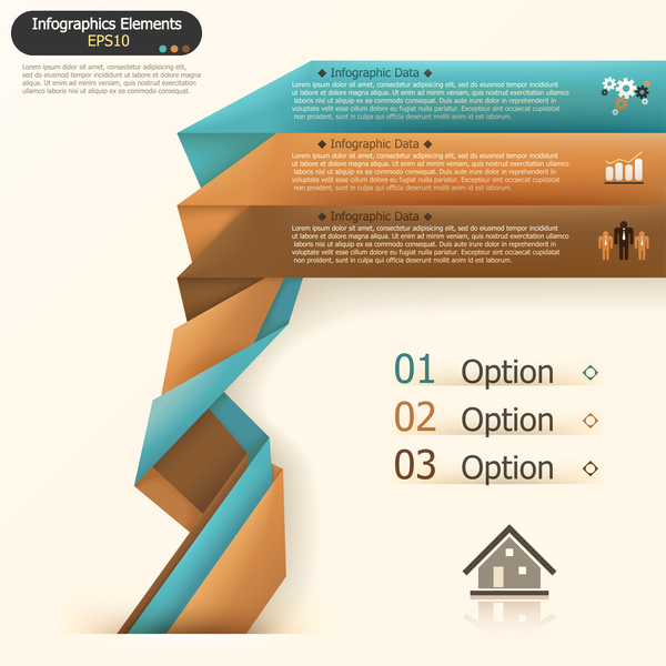 Origami options infographic template vector 05
