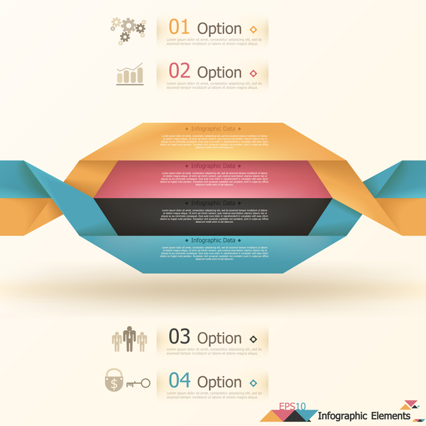 Origami options infographic template vector 13