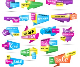 Origami special offer labels vector