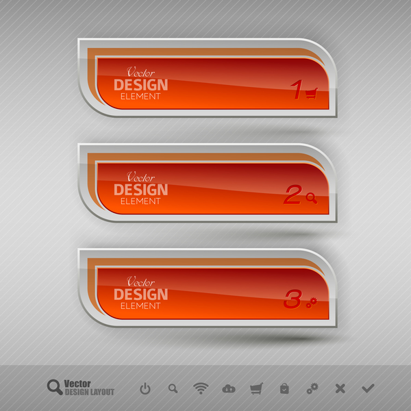Ornage color glass texture banners vector