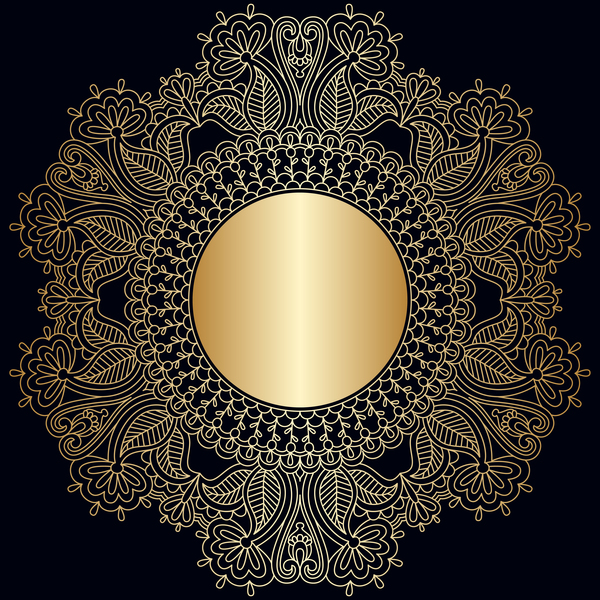 Ornament round gold vector material 02
