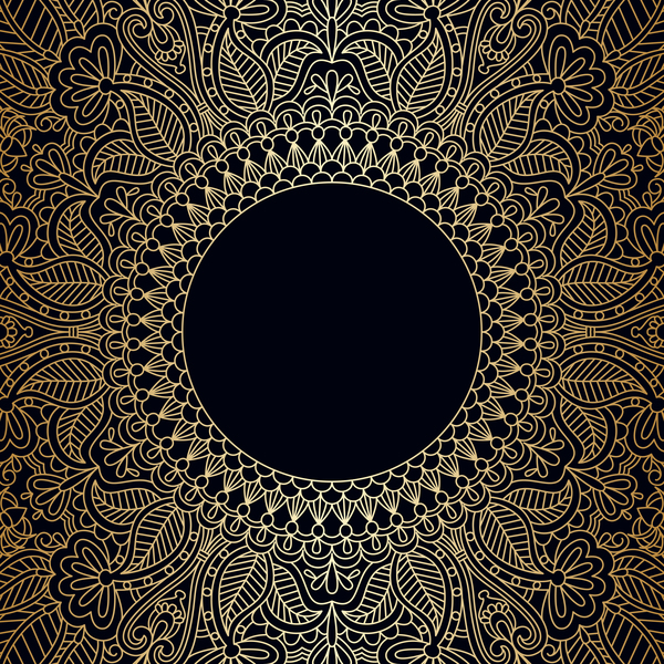 Ornament round gold vector material 04