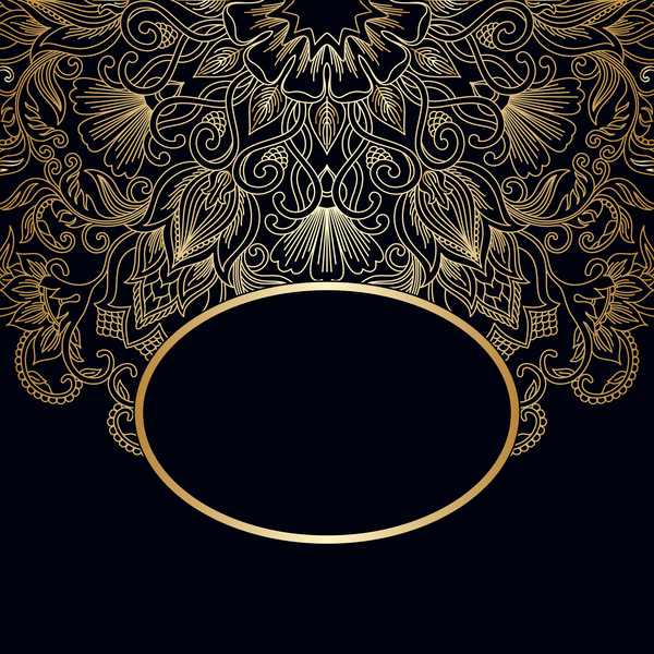 Ornament round gold vector material 05