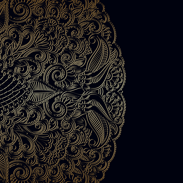 Ornament round gold vector material 07