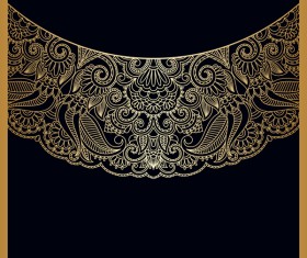 Ornament round gold vector material 08