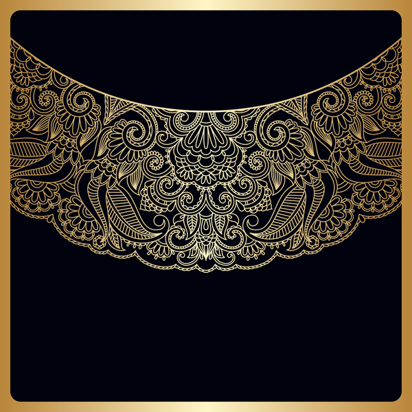 Ornament round gold vector material 08