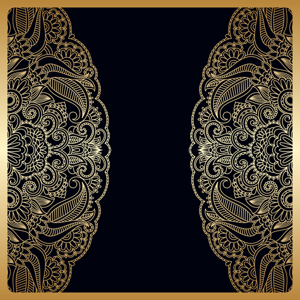 Ornament round gold vector material 09
