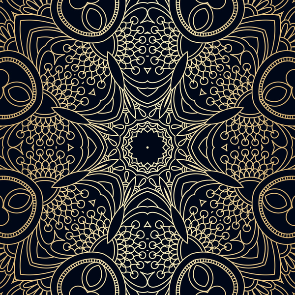 Ornamental flowers gold with silver vector background 02