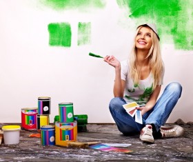 Paint the walls of the women Stock Photo