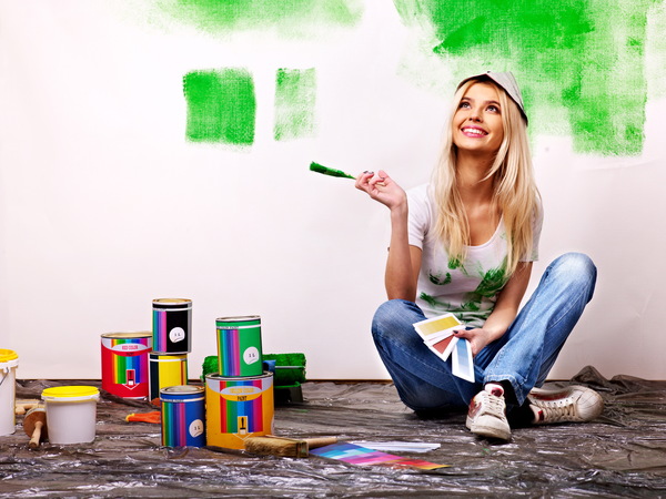 Paint the walls of the women Stock Photo