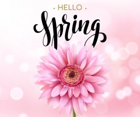 Pink gerbera flower with spring background vector 02