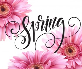 Pink gerbera flower with spring background vector 03