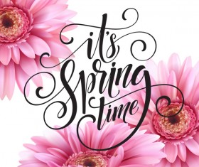 Pink gerbera flower with spring background vector 06