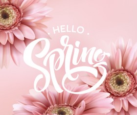 Pink gerbera flower with spring background vector 08