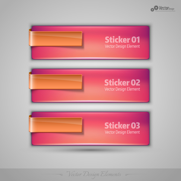 Pink glass texture banners vector
