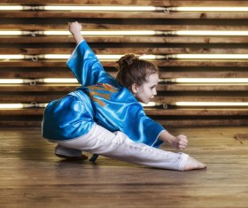 Practicing Chinese martial arts girl Stock Photo