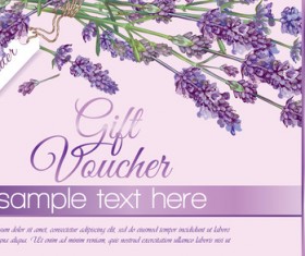 Purple flower with gift voucher vector template