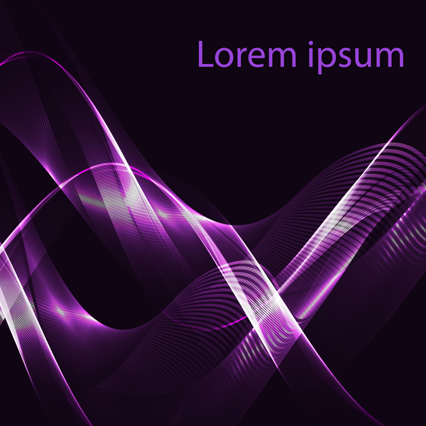 Purple light wavy with black background vector 03