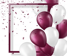 Purple with white balloon and frame vector background 02