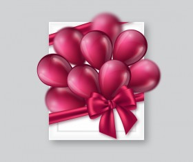 Red balloon with bow card vector material