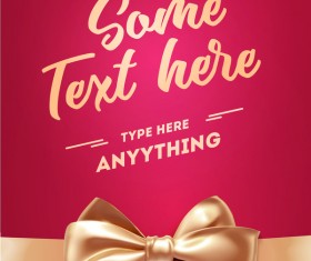 Red gift card with ribbon bow vector