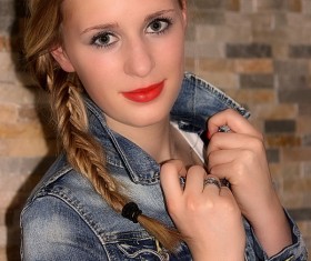 Red lips white beauty Stock Photo