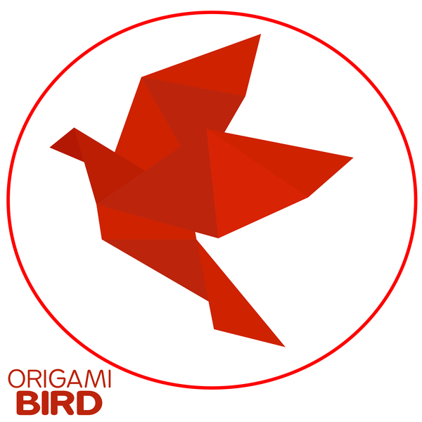 Red origami bird vector material 01