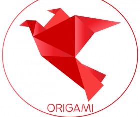 Red origami bird vector material 02