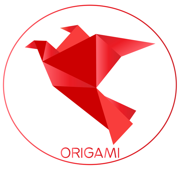 Red origami bird vector material 02