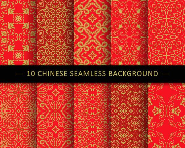 Red seamless pattern chinese sytles vector 01