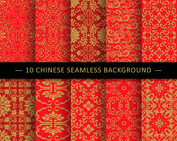 Red seamless pattern chinese sytles vector 02