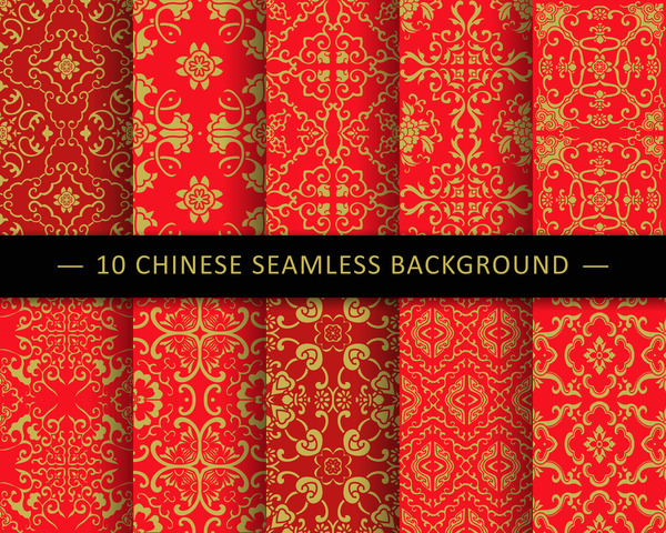 Red seamless pattern chinese sytles vector 03